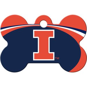 Quick-Tag Illinois Fighting Illini NCAA Bone Personalized Engraved Pet ID Tag, Large