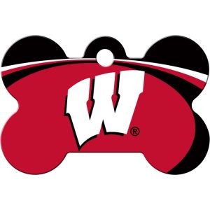 Quick-Tag Wisconsin Badgers NCAA Bone Personalized Engraved Pet ID Tag, Large