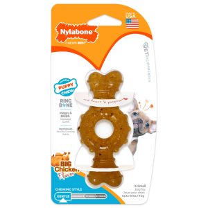 Nylabone Puppy Chew Teething Ring Bone Chicken Chew Dog Toy