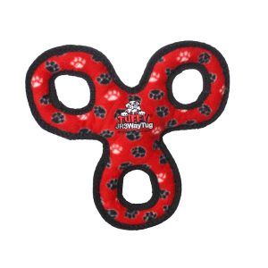 Tuffy's Red Paw Print Jr 3 Way Tug Dog Toy