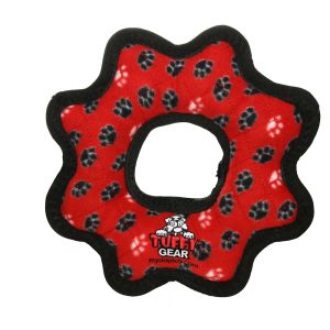 Tuffy's Red Paw Print Ultimate Gear Ring Tug Dog Toy