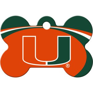 Quick-Tag Miami Hurricanes NCAA Bone Personalized Engraved Pet ID Tag, Large