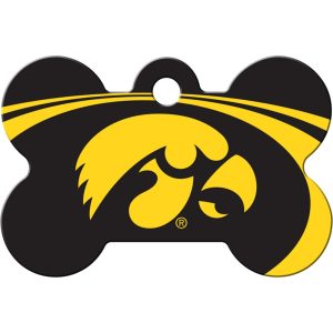 Quick-Tag Iowa Hawkeyes NCAA Bone Personalized Engraved Pet ID Tag, Large