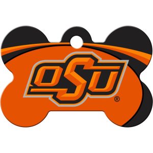 Quick-Tag Oklahoma State NCAA Bone Personalized Engraved Pet ID Tag, Large