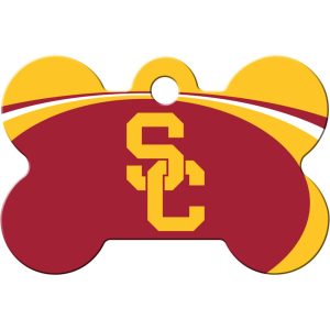 Quick-Tag USC Trojans NCAA Bone Personalized Engraved Pet ID Tag, Large