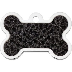 Quick-Tag Leather Look Bone Personalized Engraved Pet ID Tag, Large