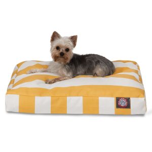 Majestic Pet Yellow Vertical Stripe Shredded Memory Foam Rectangle Dog Bed