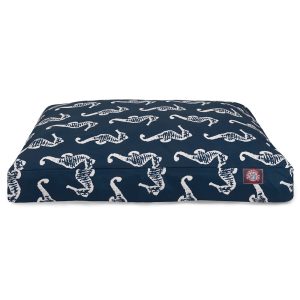Majestic Pet Navy Sea Horse Shredded Memory Foam Rectangle Dog Bed