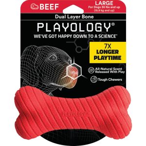 Playology Dual Layer Bone Beef Dog Toy
