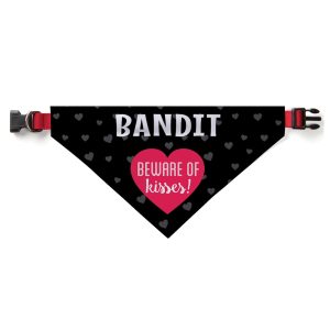 Custom Personalization Solutions Beware Of Kisses Personalized Dog Bandana Collar Cover