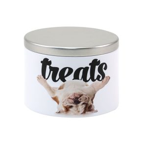 Paw Prints Tin Treat Container Bulldog