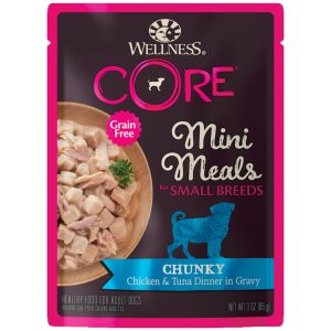 Wellness CORE Natural Grain Free Small Breed Mini Meals Chunky Chicken & Tuna Dinner in Gravy Wet Dog Food