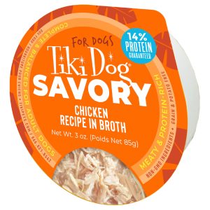 Tiki Dog Savory Chicken Recipe in Broth Dog Food
