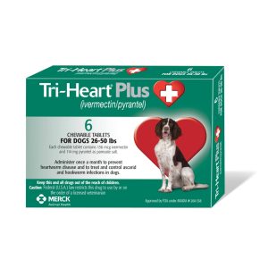 Tri-Heart Plus Chewable Tablets for Dogs 26 to 50 lbs.