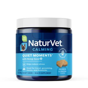 NaturVet Salmon and Bacon Flavor, Quiet Moments with Hemp Seed Calming Supplement for Cats