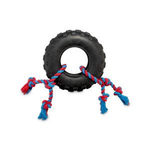 Leaps & Bounds Toss & Tug Tire Dual Rope Dog Toy