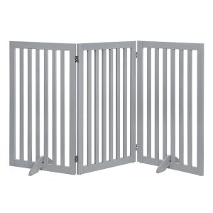 UniPaws Flat Wooden Freestanding 3 panel Gray Dog Gate