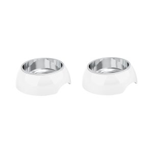 PETMAKER White Stainless Steel Nonslip Rubber Bottom Food & Water Station for Dogs & Cats