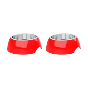PETMAKER Red Stainless Steel Nonslip Rubber Bottom Food & Water Station for Dogs & Cats