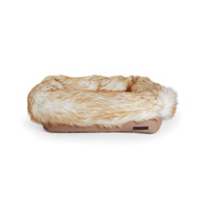 Reddy Brown Faux-Fur Box Dog Bed