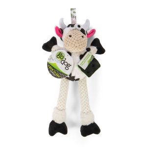 goDog Checkers Skinny Cow Plush Dog Toy
