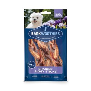 Barkworthies Braided Piggy Sticks Dog Treats
