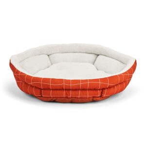 EveryYay Essentials Snooze Fest Brown Windowpane-Print Cuddler Dog Bed