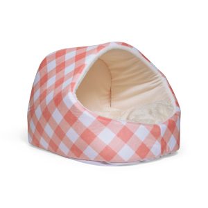 Bond & Co. Pink Gingham Hooded Pet Bed