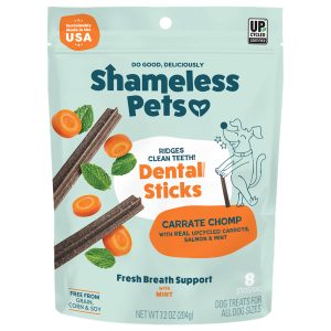 Shameless Pet Treats Carrot and Salmon Oil Dental Stick Dog Treats