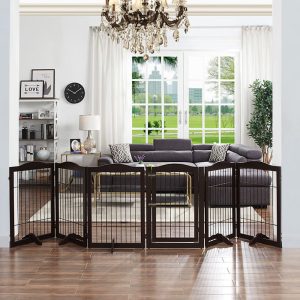 UniPaws Extra Wide 6 Panel Espresso Playpen with Wire for Dogs