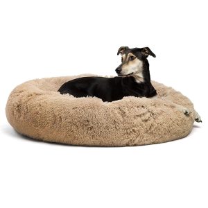 Best Friends by Sheri The Original Calming Donut Taupe Shag Cuddler Dog Bed