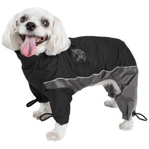 Touchdog Black Quantum-Ice Full-Bodied Adjustable and 3M Reflective Dog Jacket