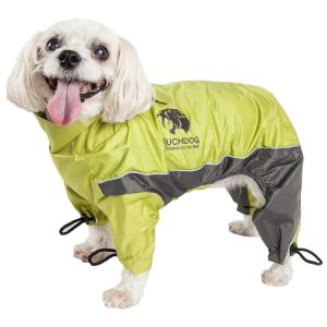 Touchdog Green Quantum-Ice Full-Bodied Adjustable and 3M Reflective Dog Jacket