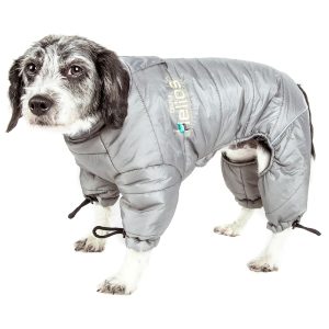 Dog Helios Grey Thunder-Crackle Full-Body Waded-Plush Adjustable and 3M Reflective Dog Jacket
