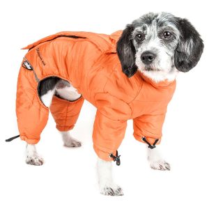 Dog Helios Orange Thunder-Crackle Full-Body Waded-Plush Adjustable and 3M Reflective Dog Jacket
