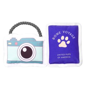 Pearhead Pet Bone Voyage Canvas and Rope Squeaker Dog Toy Set