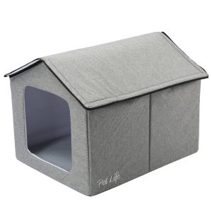 Pet Life Grey "Hush Puppy" Electronic Heating and Cooling Smart Collapsible House