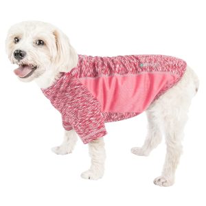 Pet Life Pink Active 'Warf Speed' Heathered Ultra-Stretch Sporty Performance Dog T-Shirt