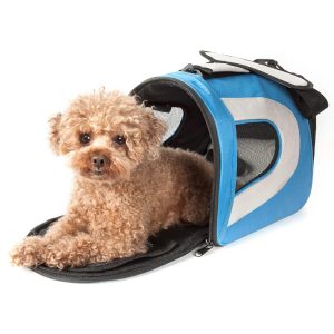 Pet Life Blue Airline Approved Folding Zippered Sporty Mesh Pet Carrier