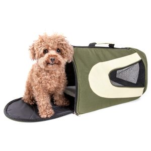 Pet Life Green Airline Approved Folding Zippered Sporty Mesh Pet Carrier