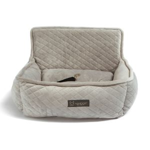 Nandog Pet Gear Quilted Light Gray Micro-Plush Dog Car Seat Bed