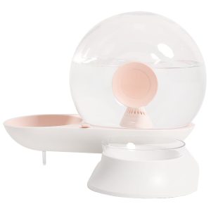 Pet Life Pink 'Auto-Myst' Snail Shaped 2-in-1 Automated Gravity Pet Filtered Water Dispenser and Food Bowl for Dogs