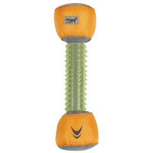 Pet Life Green/Orange 'Hoist-a-Fetch' Durable Nylon and Rubber Floating Dental Fetch Dog Toy