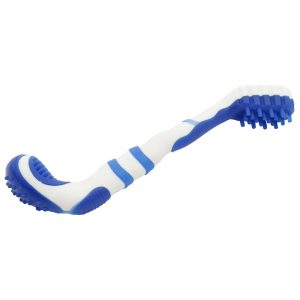 Pet Life Blue 'Denta-Brush' TPR Durable Tooth Brush and Dog Toy