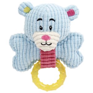 Pet Life Blue 'Paci-Plush' Plush Squeaking and Rubber Teething Newborn Puppy Dog Toy