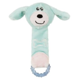 Pet Life Blue Moo-Born' Plush and Rubber Squeaking Newborn Teething Cat and Dog Toy
