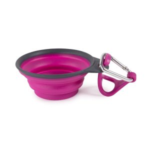 Dexas Fuchsia Travel Cups with Bottle Holder & Carabiner for Dogs