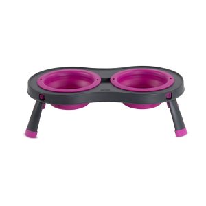 Dexas Fuchsia Double Elevated Feeder for Dogs