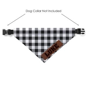 Custom Personalization Solutions Black and White Plaid Dog Bandana