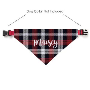 Custom Personalization Solutions Xmas Plaid Dog Bandana